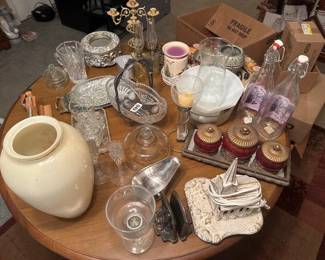 LOT OF GLASSWARE AND DECOR