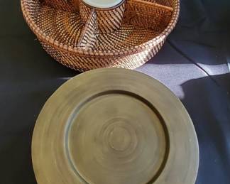CW222Basket And Wooden Plates 