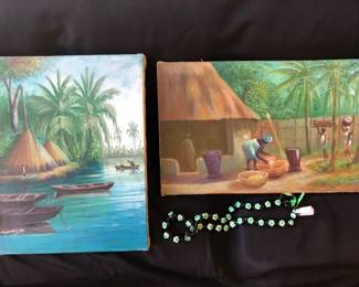 CW174Original Paintings From Sierra Leone West Africa  Kukui Nut Necklace