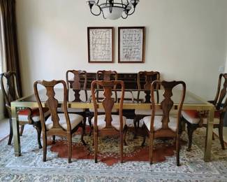 CW166VHeritage Hand Polished Aged Brass Finish Dining Table Set