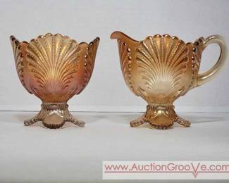 1 Amber Carnival Glass.