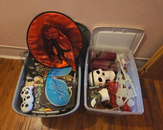 6 crates of Halloween decorations