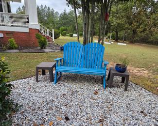 Solid wood Adirondak bench. This thing is heavy