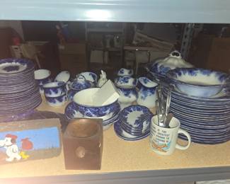 Flow blue dishes