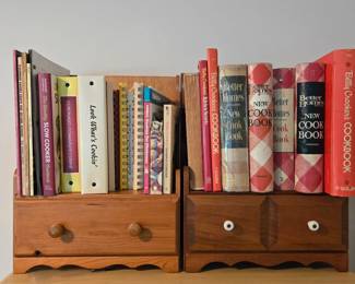 2 VTG Cookbook Shelfs with Storage Drawers