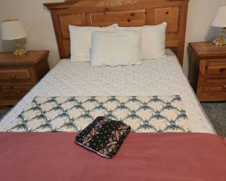 Queen Pine Headboard + Queen Mattress Set