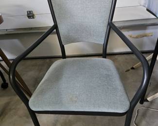 Blue Upholstered Chairs with Arms on Casters