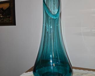 Hand Blown Vase Aqua