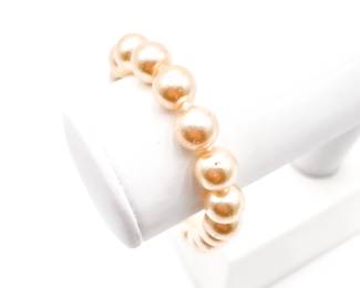 Vintage Pearl Bead Bracelet w/ Gold-Tone Clasp