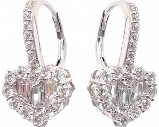 GRLUXE 925 Sterling Silver Earrings with CZ Stone Hearts