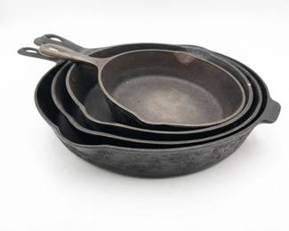 Vintage Cast Iron Skillet Lot (4 Pieces) Wagner Ware & Griswold
