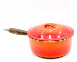 Descoware Belgium FE 22 Orange Enamel Flame Sauce Pot (2.5 Quart)