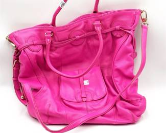 Isaac Mizrahi Live! Hot Pink Leather Tote Bag