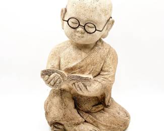 Volcanic Ash Reading Monk Sculpture