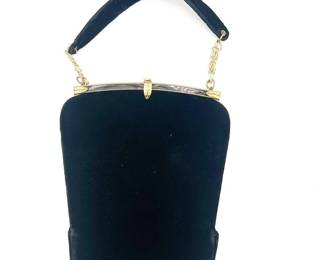 Vintage Ingber Black Velvet Evening Bag with Chain Handle