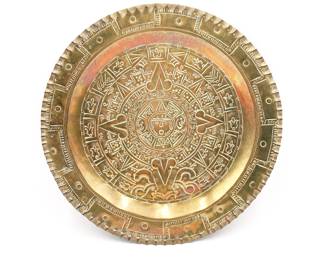 Aztec Solar Calendar Brass Wall Plaque
