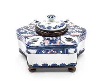 French Rouen-Style Faience Inkstand