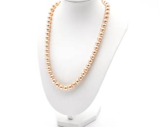 Pink Champagne Pearl Necklace w/ Barrel Clasp