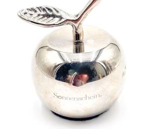 Sonnenschein “NY Celebrates XX” Silver Apple Paperweight