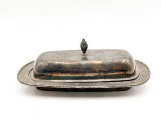 Vintage Silver-Plated Covered Butter Dish w/ Glass Insert