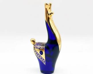 Coppabella Cobalt Glass and Gold Llama Figurine