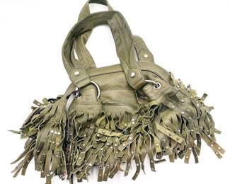 B. Makowsky Olive-Green Leather Handbag