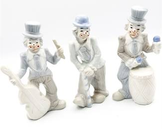 Set of 3 Porcelain Clown Figurines