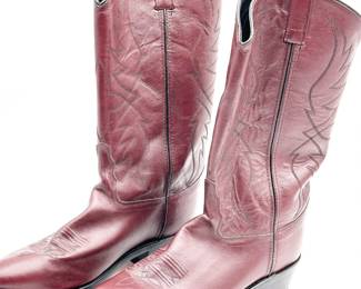 Brown Burgundy Leather Pull On Western Boots