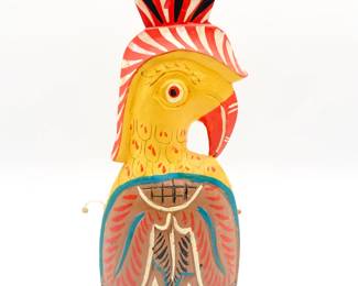 Hand-Carved & Painted Indonesian Folk Art Parrot Figurine