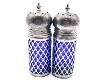 Godinger Silver Plate Cobalt Salt & Pepper Shakers