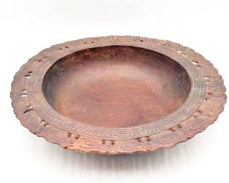 Vintage Hand-Carved Wooden Bowl