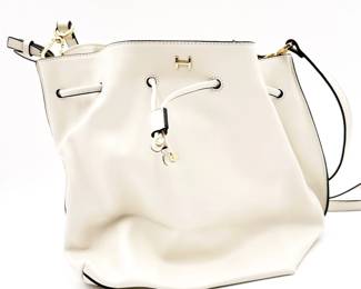H by Halston Ivory Leather Handbag