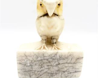 Hand-Carved Alabaster Owl Statue
