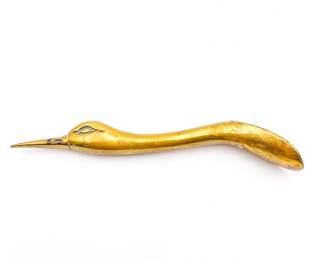 Vintage Brass Heron Shoehorn