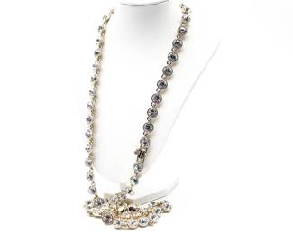 Vintage Givenchy Clear Crystal Station Necklace