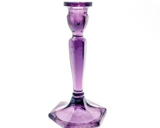 Fenton Plum Glass Candlestick
