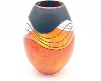 Miracle Studio Czech Design Amber Art Glass Vase