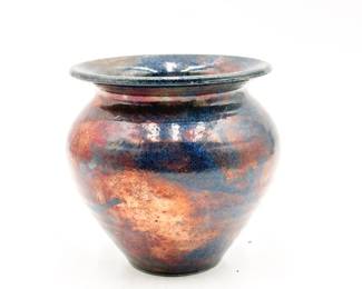 Signed Raku Pottery Vase by R. Gonzales
