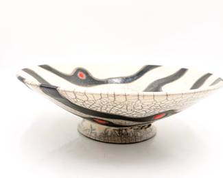 Raku Pottery Bowl Signed Peggy Linberg