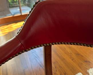 Ralph Lauren Curved Back Leather Upholstered Dining Arm Chairs - 5 Available. Seat Height Measures 18" H. Photo 2 of 5.