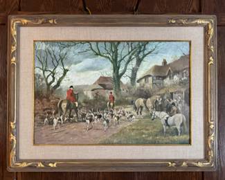 Untitled Fox Hunt Oil on Painting. Signed by Artist Kenneth Wynn. Measures 40" W x 30 H" Overall. Photo 1 of 3. 