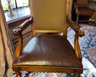 Ralph Lauren Home "Polo Suite" Dining Table and Chair Set. Sold as Set or Independently. Chair Backs Upholstered in Glengarrif Plaid, Loden Colorway. Each Measures 24" W x 20" D x 44" H with 19" Seat Height. Photo 1 of 9.