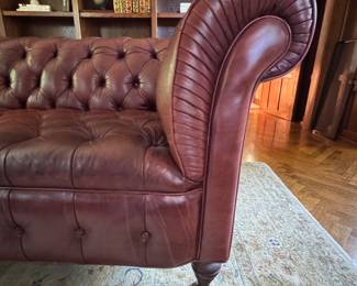 Ralph Lauren Home Tufted Leather Chesterfield Sofa. Measures 90" W x 36" D. Photo 4 of 5. 