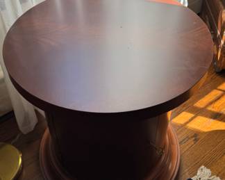 alph Lauren Polo Mahogany Drum Side Table. Measures 25" D x 25.5" H. Photo 2 of 3. 