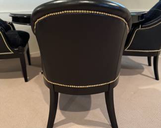 Ralph Lauren Set of 4 Duchess Leather Upholstered Dining Chairs with Glen Plaid Cushion Upholstery. Each Measures 25" W x 30" D x 20" Seat Height. Photo 5 of 5.