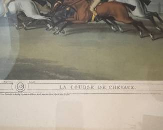 "Horse Racing: La Course de Chevaux," Hand-Painted Aquatint Engraving by Edward Orme. Measures 25" x 22" Overall. Photo 3 of 3. 