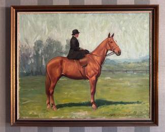 Portrait of Woman on Horse. Signed by Artist Walter Fisk Noyes. 1931. Measures 39" W x 32 H" Overall. Photo 1 of 2. 