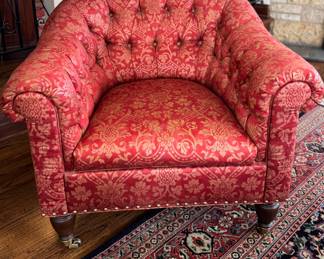 Ralph Lauren Home Tufted Barrel Back Club Chair. Measures 38" W x 36" D. Photo 1 of 6. 