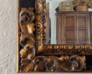 Ralph Lauren Polo American Neoclassical Black Gilt Wood Mirror.  Measures 43" x 52". Photo 2 of 2. 