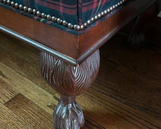 Ralph Lauren Homes Clawfoot Kings Roll Arm Bench with Claw Feet Upholstered in 100% Wool Watson Tartan in Black. Measures 70" W x 24" D. Photo 3 of 5. 